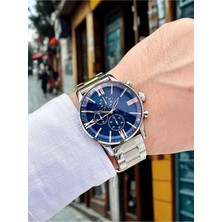 Leerybee Gümüş Renk Çelik Kordon Erkek Kol Saati Özel Kutu Doğum Günü Hediyesi