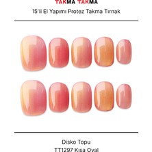 Takma Takma 15'li Ten Rengi Kısa Yuvaarlak TT1297 Tekrar Kullanılabilir El Yapımı Protez Takma Tırnak - Ten Rengi-XS