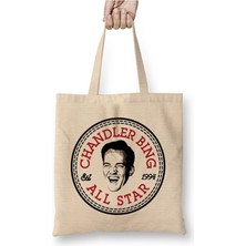 Toyaso Chandler Bing Friends All Star Beyaz Bez Çanta Uzun Saplı Alışveriş Çantası