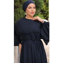 Navra Robalı Büzgülü Oversize Elbise 5093