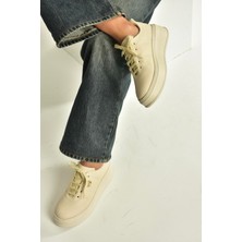 Fox Shoes T274148309 Bej Kalın Tabanlı Bağcıklı Spor Ayakkabı Sneakers