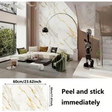 Mena Rise Vinil Beyaz Mermer Desenli Alüminyum Plastik Duvar Sticker - Lisinya