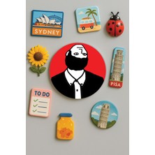 Nurdic Modern ve Dekoratif Yuvarlak Buzdolabı Magneti Magnet Büyük Boy 10X10 cm - Ters Surat