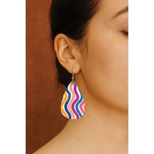 Nurdic Kadın- Küpe Desenli Stilist Kancalı Baskılı Küpe Damla Şeffaf Christiana