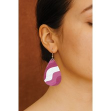 Nurdic Kadın- Küpe Desenli Stilist Kancalı Baskılı Küpe Damla Şeffaf Dakota