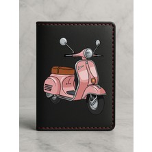 Nurdic Ruhsat Koruyucu Baskılı Kart Bölmeli Siyah Vinlex Deri Ruhsat Kabı Kılıfı Vespamdesen