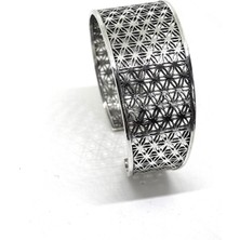 Oya Silver Kalın Yaşam Çiçeği Gümüş Bilezik