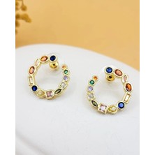 Nevoka Pırıltılı Renkli Zirkon Taşlı Çember Küpe