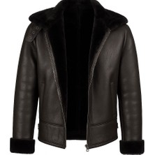 Derimontaya Erkek Hakiki Kuzu Derisi Kürk Mont Ceket Kahverengi