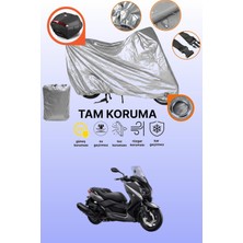 Dokaca Gri Kilit ve Arka Çanta Uyumlu Yamaha X-Max 400 Abs Uyumlu Motosiklet Brandası, Koruma Örtüsü