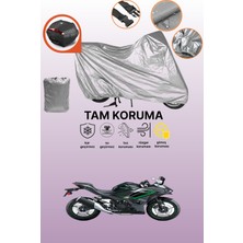Dokaca Gri Arka Çanta Uyumlu Kawasaki Ninja 500 Uyumlu Motor Brandası, Koruyucu Örtü