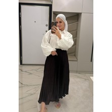 Megapol Giyim Kadın Kahverengi Paçası Fırfırlı Etek