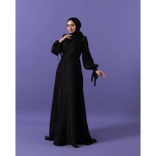 Kulvar Trend 3023 Kuşaklı Gögüs Drape Şifon Elbise
