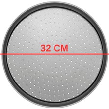 PudraLuna Delikli Pizza Pişirme Tepsisi, Paslanmaz Çelik Lahmacun Pide Fırın Tepsisi 28, 32, 36 cm