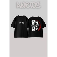 Anetos La Casa De Papel Tasarım Sırt Baskılı Pamuk Siyah Oversize T-Shirt
