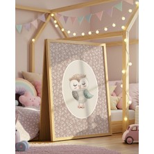 Fuart.Co Vintage Sevimli Baykuş Dijital Baskı Vintage Poster (Çerçevesiz)