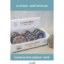 Letsii Taşlı Yuvarlak Ince El Aynası Şık Aksesuar