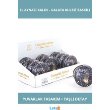 Letsii Taşlı Galata Kulesi Tasarımlı Yuvarlak El Aynası Kalın Model 6