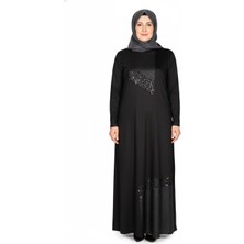 Missbah Kadın Aysın Büyük Beden Kristal Kumaş Payetli Siyah Elbise