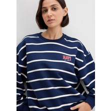 Mavi Çizgili Lacivert Sweatshirt 1S10456-84634