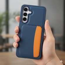 Kip GSM Samsung Galaxy S25 Fe Uyumlu Kılıf Çift Renkli Kartlıklı Deri Tasarımlı Cüzdan Kapak