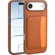 Kip GSM Iphone 17 Air Uyumlu Kılıf Çift Renkli Kartlıklı Deri Tasarımlı Cüzdan Kapak