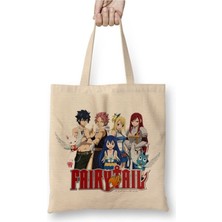 Toyaso Fairy Tail Anime Erza Scarlet Happy Lisanna Straus Beyaz Bez Çanta Uzun Saplı Alışveriş Çantası