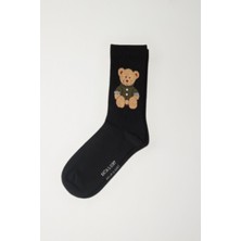 Katia & Bony Unisex Teddy Desenli Soket Çorap Siyah
