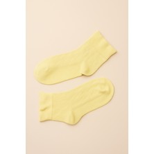 Çocuk Bileği Fırfırlı Step Çorap Sarı