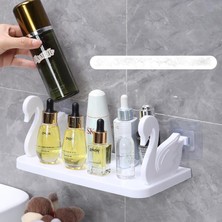 MCM Group Kuğu Raf Baharatlık -Makyaj Malzeme Rafı Kendinden Yapışkanlı Banyo Mutfak Organizer 