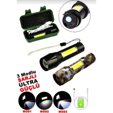 Go İthalat USB Charge 2İN13W+1W USB Şarjlı Ledli Polis El Feneri Metal Kasa Pls.kutu (5332)