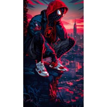 Aydın Garage Miles Morales Kapı Direk Kaplama Folyosu Baskılı Sticker Sağ-Sol 2 Adet 22*50 cm