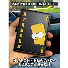 Nurdic Bartsimpson Ön Arka Baskılı Oto Araç Ruhsat Kabı Kartlık Deri Isim Yazılı Kişiye Özel Cüzdan