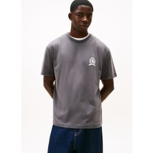 Tommy Jeans Bisiklet Yaka Düz Siyah Erkek T-Shirt DM0DM21986BDS Tjm Rlx Crest Play Te