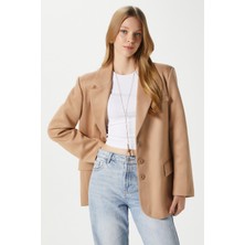 Ritnice Kadın Thomas Süet Taba Blazer Ceket: