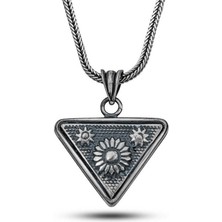 Gumush Gümüş Güneş Motifli Cevşen Kolye