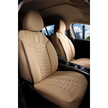 Startcar Hyundai I20 Deri Detaylı Oto Koltuk Kılıfı Ön Arka Takım Platinium Seri Bej Scr