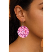 Nurdic Kadın Küpe Desenli Stilist Kancalı 3.5X5CM Yuvarlak Şeffaf Küpe Çiçekli Sss