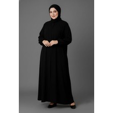 Mismoly Medine Ipeği Mevlana Kesim Cepli Kuşaklı Bol Büyük Beden Ferace