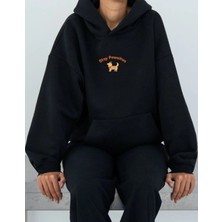 Dearens Siyah Kapüşonlu Sweatshirt – Stay Pawsitive Köpek Baskılı