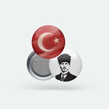Tuffy Design Atatürk ve Türk Bayrağı 2'li Buton Rozet Seti