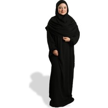 Hürrem Bone Siyah Iki Parça Namaz Elbisesi Dokuma Kendinden Desenli 2502_01
