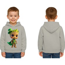 Sedirli Unisex Groot Baskılı Çocuk Swaetshirt Kapüşonlu 3 Iplik Şardonlu