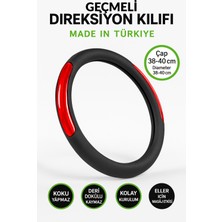 Trobus Seat Ateca 2016-2023 Geçmeli Direksiyon Kılıfı Delikli Siyah Kırmızı Deri