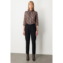 Ekol Kadın Beli Kemerli Dar Paça Pantolon 1013 Siyah