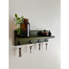 Marghe Ahşap Raf & Anahtar Askılığı – Pinterest Design, Duvara Monte, 4 Kancalı, 30×10 cm