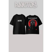 Anetos Black Sabbath 11 Tasarım Sırt Baskılı Pamuk Siyah Oversize T-Shirt