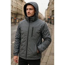 Remsa Erkek Kapüşonlu Cep Detaylı Içi Polar Kışlık Mont 2540 Füme