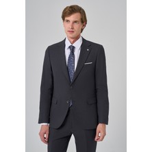 Morven  Erkek Füme Yünlü Slim Fit Mono Yaka Takım Elbise