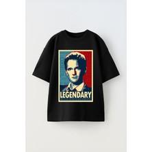 Anetos Legendary Baskılı Ünisex Pamuk Siyah Oversize T Shirt